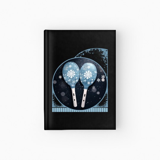 Winter Snowflakes And Pickleball Paddles Holiday Hardcover Journal