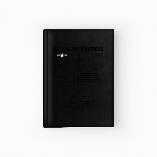 B-17 Flying Fortress Specs Military Aircraft WW2 Hardcover Journal