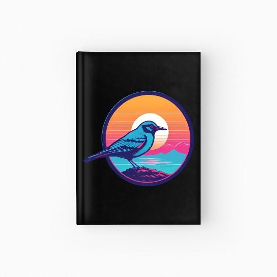 Synthwave Blue Bird Hardcover Journal