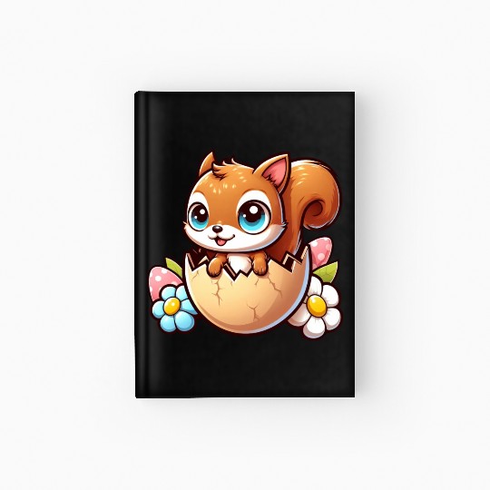 Cute Squirrel with Easter Egg Comic Design Hardcover Journal
