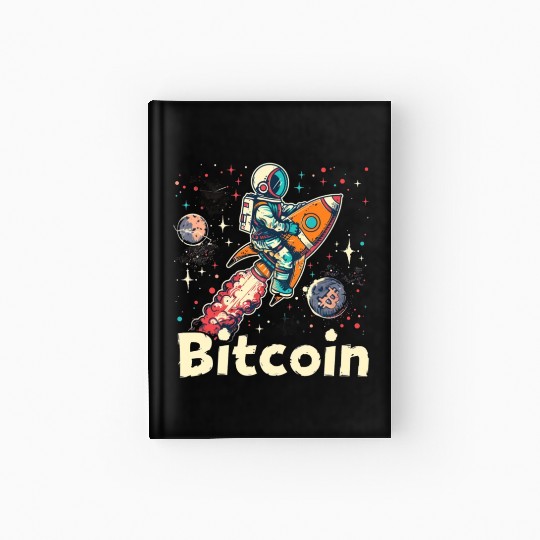Pi day 3.14 Crypto Bitcoin Rocket Riding Astronaut Hardcover Journal