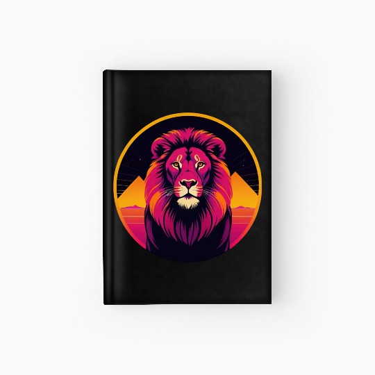 Synthwave Lion Hardcover Journal