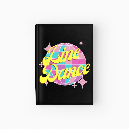 Line dance disco ball in fun neon party colors Hardcover Journal
