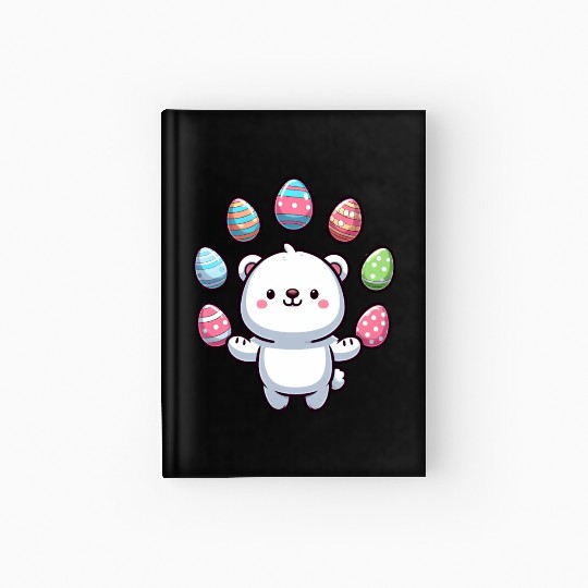Cartoon Polar Bear Easter Egg Design Hardcover Journal
