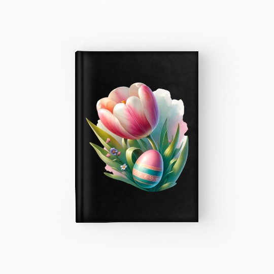 Spring Colorful Tulip With Easter Egg Hardcover Journal