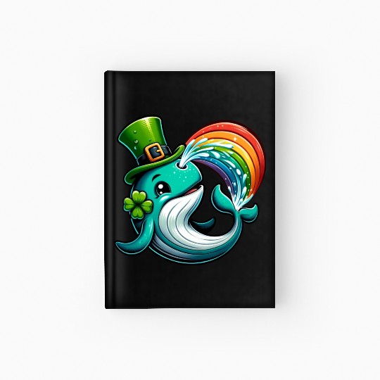 St. Patrick's Day Whale Cartoon Hardcover Journal
