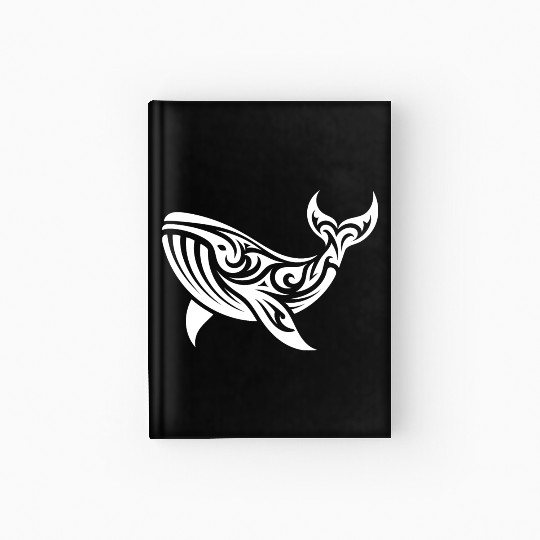 T Tattoo Style Whale Swimming Sea Creature Hardcover Journal