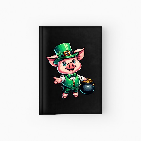 Cute St. Patrick's Piglet Hardcover Journal