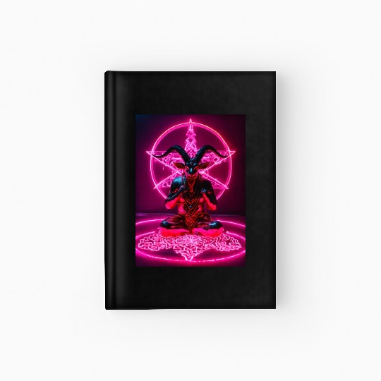 Baphomet made of diamonds and glitter neon light Hardcover Journal