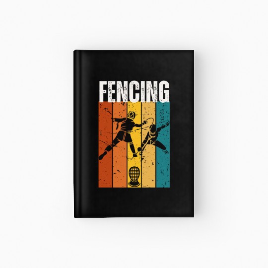 Fencing Vintage Retro 70s Design Fencer Hardcover Journal