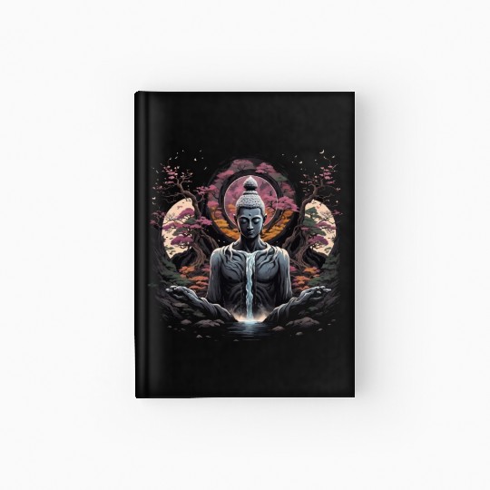 Buddha's Serenity: Cherry Blossom Waterfall Hardcover Journal