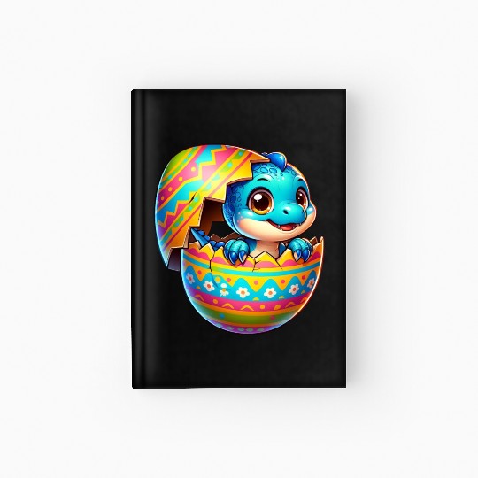 Easter Egg Dino T-Rex Hatching Colorful Cartoon Hardcover Journal