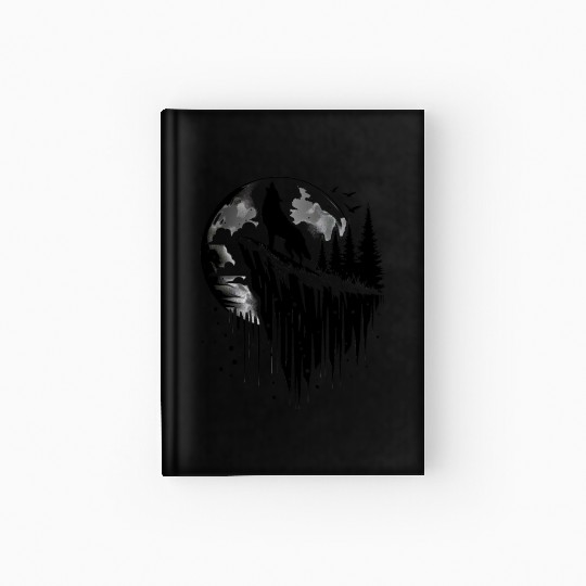Howling wolf silhouette Hardcover Journal