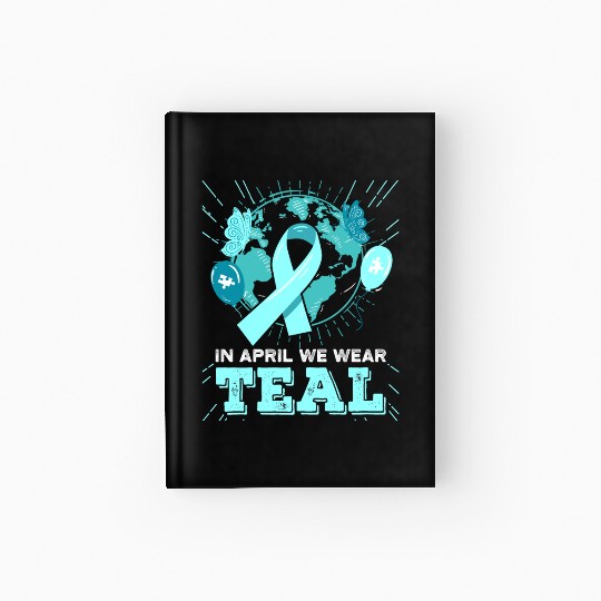 Sexual Assault Awareness Teal Ribbon With Cat Hardcover Journal