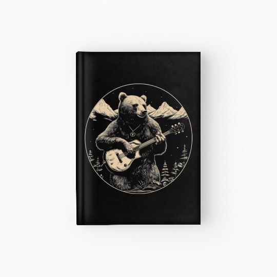 Grizzly Bear Playing Guitar Hardcover Journal