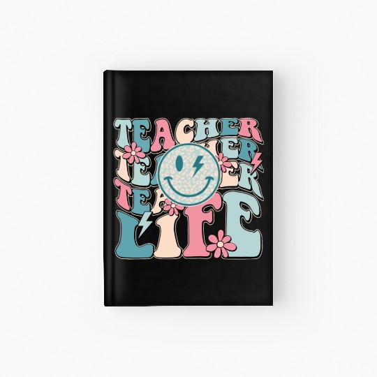 Teacher Life Happy Face Teachers Day Retro Hardcover Journal