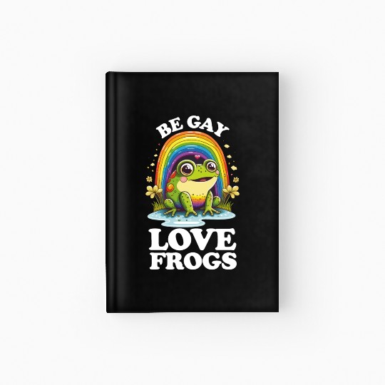 Be Gay Love Frogs Funny LGBTQ Pride Rainbow Retro Hardcover Journal