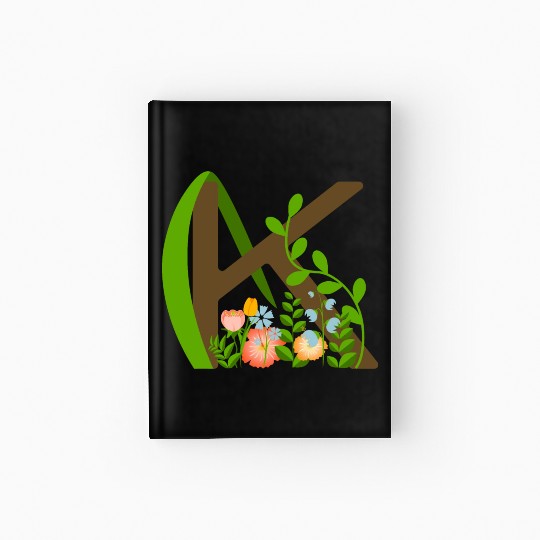 Capital letter K monogram and wildflowers Hardcover Journal