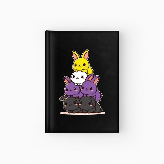 Bunnies Nonbinary Flag Pride Month Cute Bunny Hardcover Journal