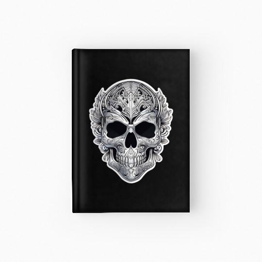 Mexican tribal silver metallic skull Hardcover Journal