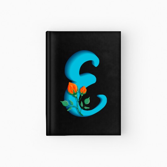 Three dimensional capital letter E rose monogram Hardcover Journal