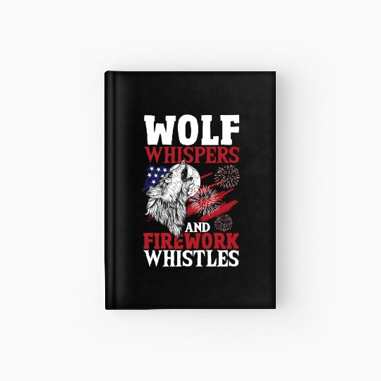 Howling Wolf White Stars Red Stripes American Hardcover Journal