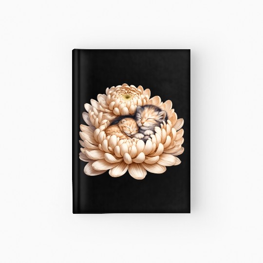 Kittens Sleeping In Flower Hardcover Journal