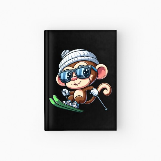 Monkey Chimpanzee Skier Skiing Hardcover Journal
