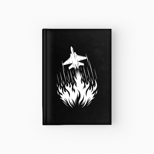 Fighter Jet Model Airplane Fire Flames Flight Hardcover Journal