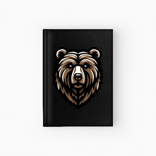 Brown Grizzly Bear Head Design Hardcover Journal