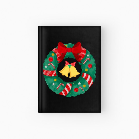 Christmas Wreath with Bells Hardcover Journal