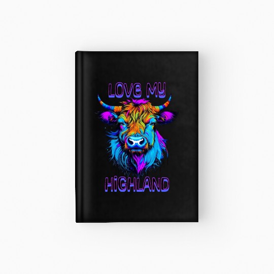 I Love My Highland | Psychedelic Cow Art Hardcover Journal