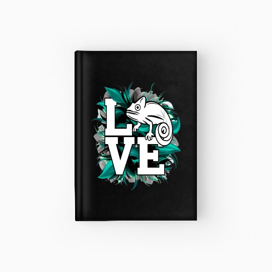 Chameleon Lizard Love Green Teal Text Design Hardcover Journal
