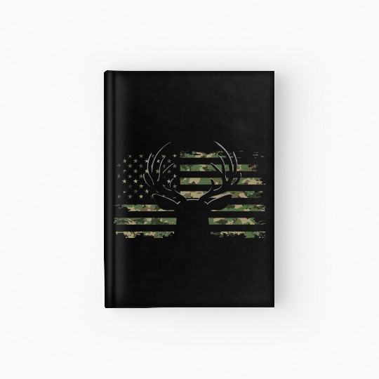 American Flag Camouflage Outdoor Antlers Deer Hardcover Journal