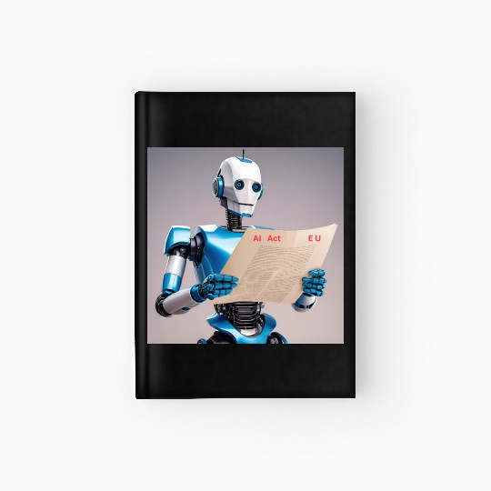 Robot Reading AI Act by EU Hardcover Journal