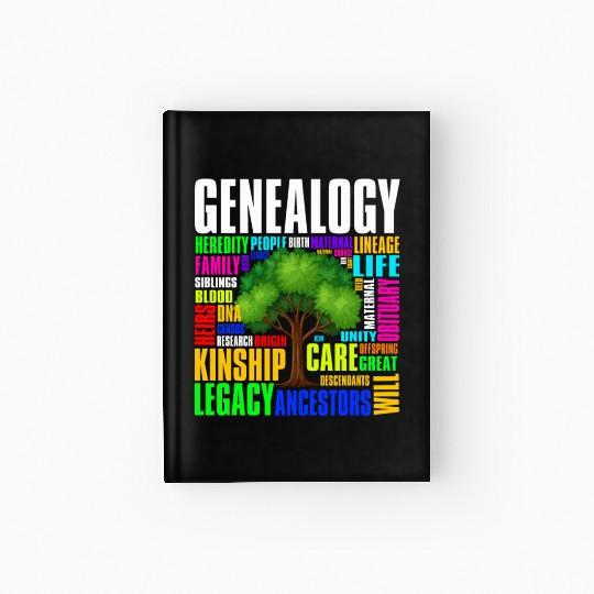 Genealogy Word Cloud Family Ancestry Genealogist Hardcover Journal