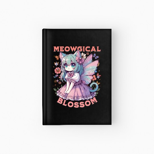 Meowgical Blossom Enchanting Fairycore Cat Fantasy Hardcover Journal