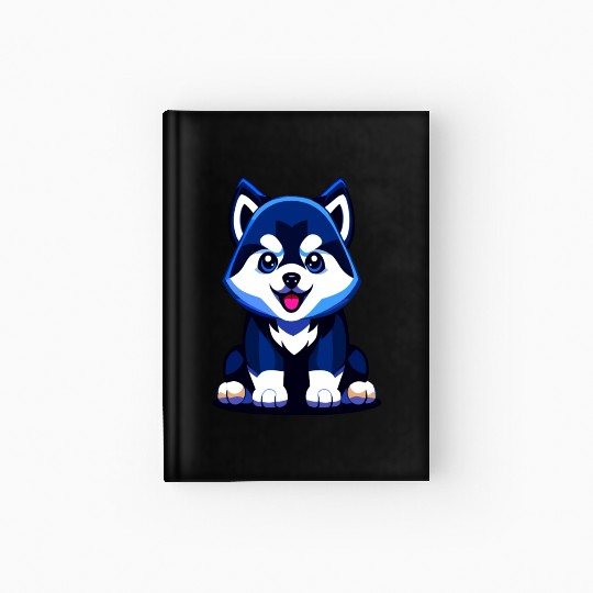 Cute Husky Puppy Illustration Hardcover Journal