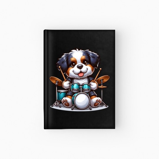 Cool Bernese Mountain Dog Drummer Design Hardcover Journal