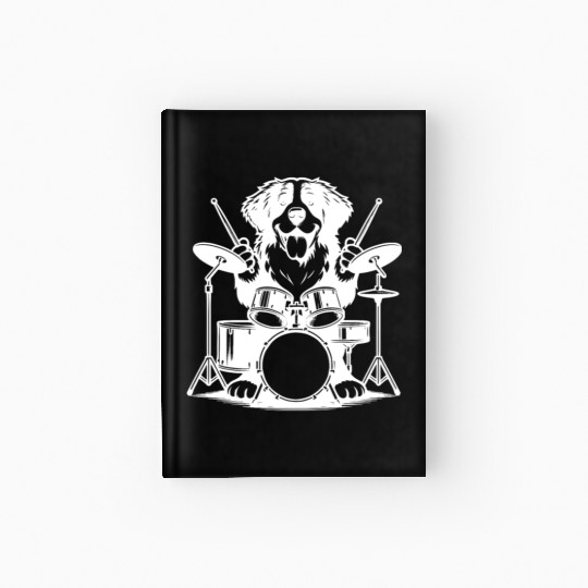 Cool Bernese Mountain Dog Drummer Design Hardcover Journal