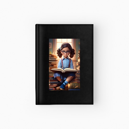 A sweet 5 year old girl wearing a light blue butto Hardcover Journal