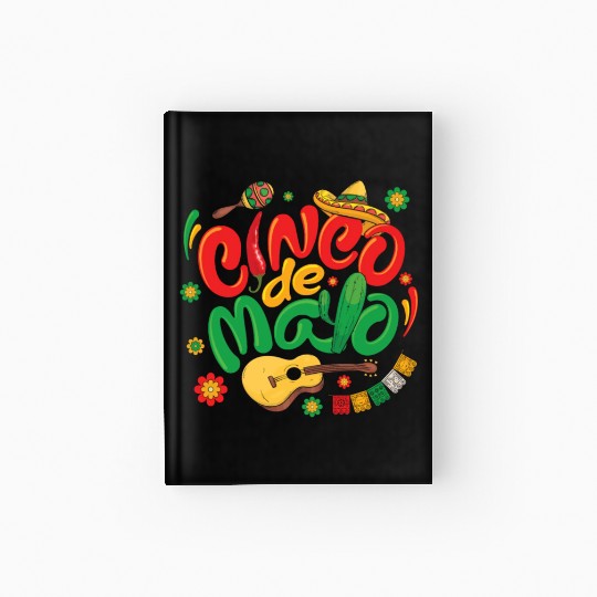 Cinco de Mayo Mexican Taco Guitar Fiesta Hardcover Journal