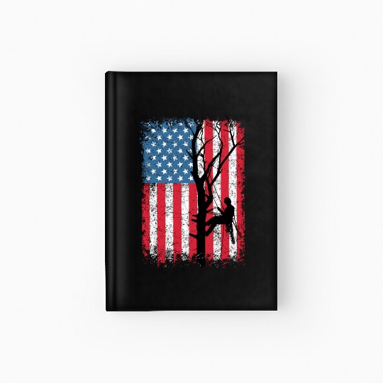 American Flag Arborist Gift For Men Cool Tree Love Hardcover Journal