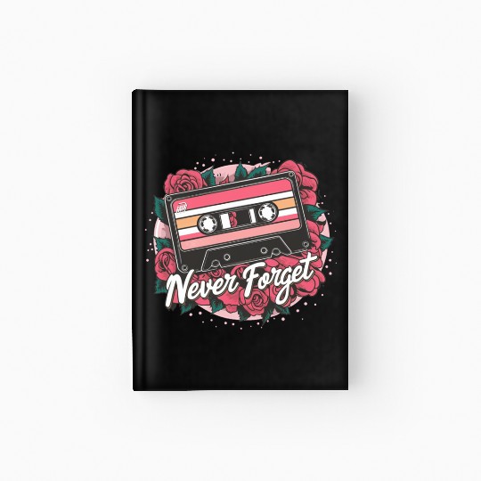 A cassette tape colored with roses never forget Hardcover Journal