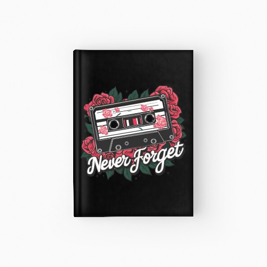 A cassette tape colored with roses Hardcover Journal