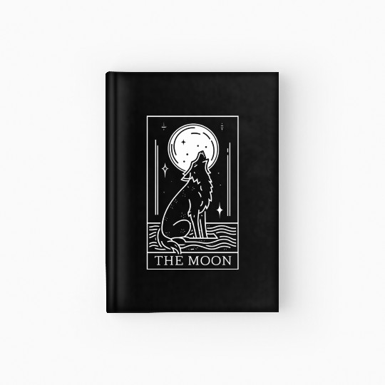 Tarot Card The Moon and Wolf Hardcover Journal