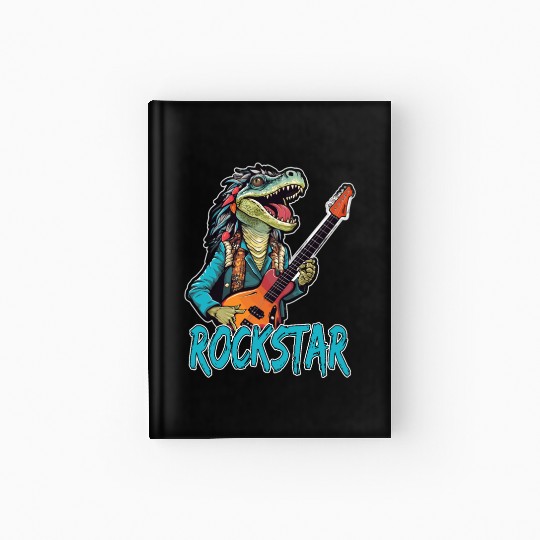 Rockstar Reptile Musician with Electric Guitar Hardcover Journal