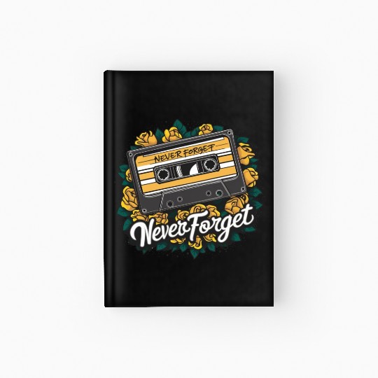 A cassette tape colored with roses 8 Hardcover Journal
