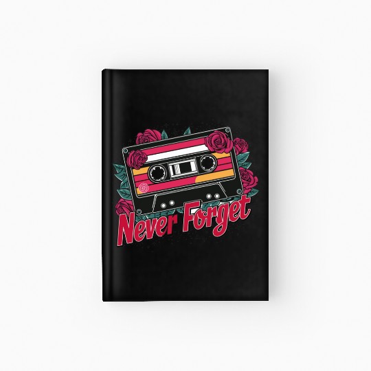 A cassette tape colored with roses 6 Hardcover Journal