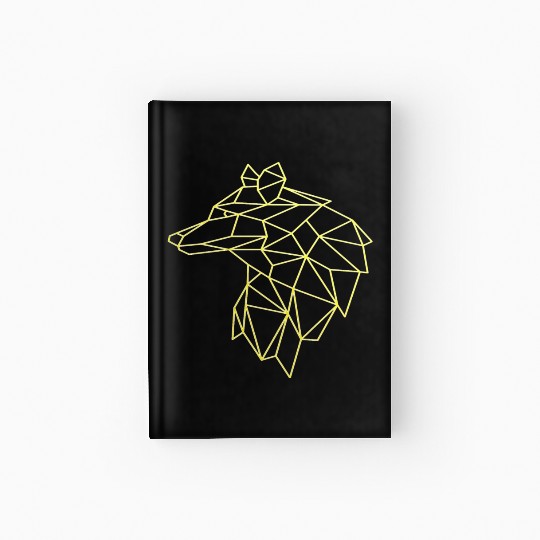 Wolf face tattoo geometric modern Colorful Hardcover Journal